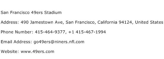 San Francisco 49ers Stadium Address Contact Number