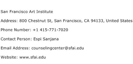 San Francisco Art Institute Address Contact Number