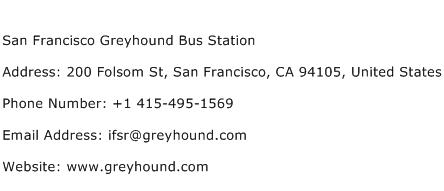 San Francisco Greyhound Bus Station Address Contact Number