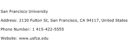 San Francisco University Address Contact Number