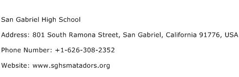 San Gabriel High School Address Contact Number