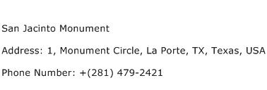 San Jacinto Monument Address Contact Number