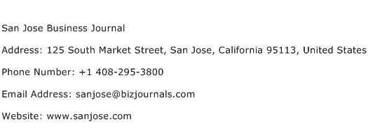 San Jose Business Journal Address Contact Number