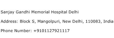 Sanjay Gandhi Memorial Hospital Delhi Address Contact Number