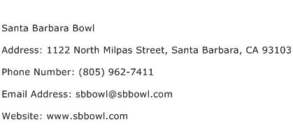Santa Barbara Bowl Address Contact Number