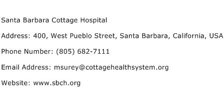 Santa Barbara Cottage Hospital Address Contact Number