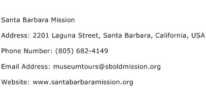 Santa Barbara Mission Address Contact Number