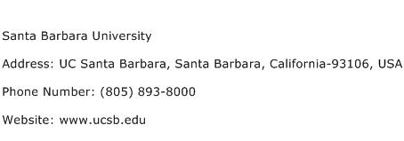 Santa Barbara University Address Contact Number