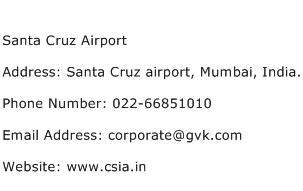 Santa Cruz Airport Address Contact Number