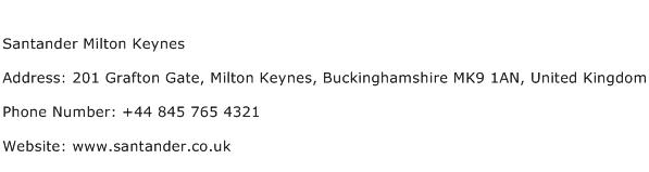 Santander Milton Keynes Address Contact Number