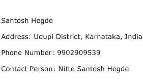 Santosh Hegde Address Contact Number