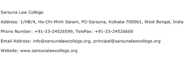 Sarsuna Law College Address Contact Number