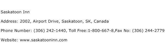 Saskatoon Inn Address Contact Number