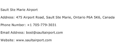 Sault Ste Marie Airport Address Contact Number