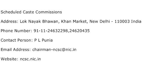 Scheduled Caste Commissions Address Contact Number