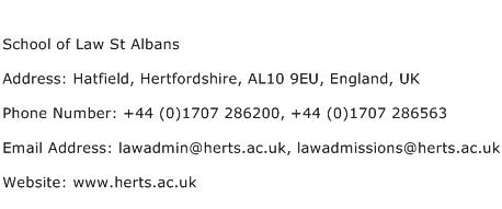 School of Law St Albans Address Contact Number