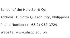 School of the Holy Spirit Qc Address Contact Number