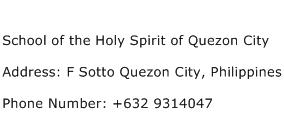 School of the Holy Spirit of Quezon City Address Contact Number