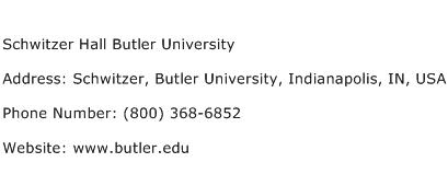 Schwitzer Hall Butler University Address Contact Number