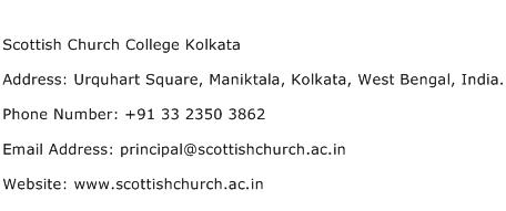 Scottish Church College Kolkata Address Contact Number