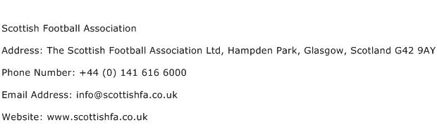 Scottish Football Association Address Contact Number