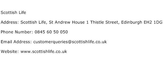 Scottish Life Address Contact Number