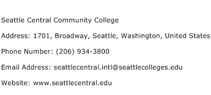 Seattle Central Community College Address Contact Number