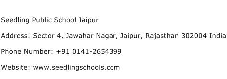 Seedling Public School Jaipur Address Contact Number