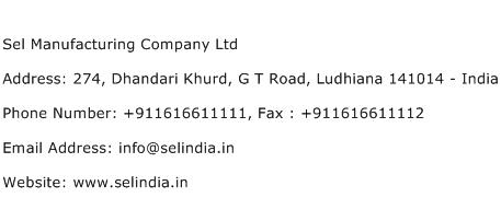 Sel Manufacturing Company Ltd Address Contact Number