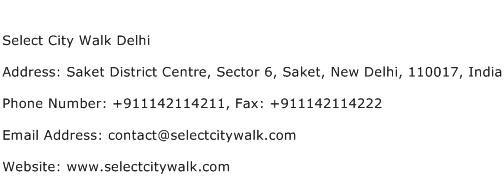 Select City Walk Delhi Address Contact Number