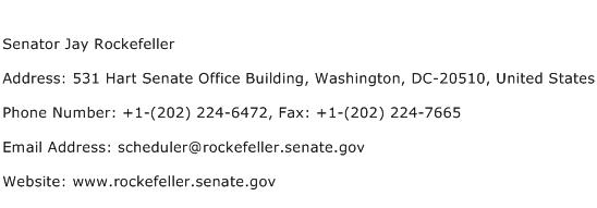 Senator Jay Rockefeller Address Contact Number