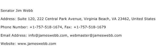 Senator Jim Webb Address Contact Number
