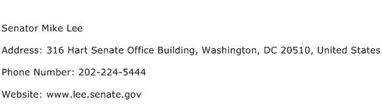 Senator Mike Lee Address Contact Number