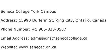 Seneca College York Campus Address Contact Number