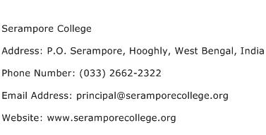 Serampore College Address Contact Number