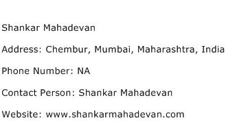 Shankar Mahadevan Address Contact Number