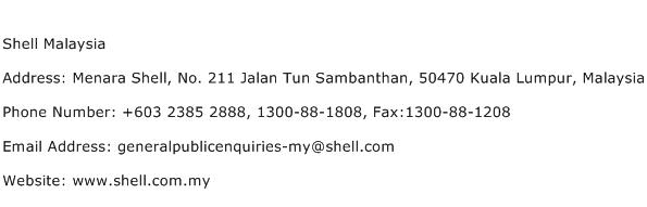 Shell Malaysia Address Contact Number