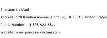Sheraton Kaiulani Address Contact Number
