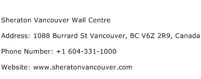 Sheraton Vancouver Wall Centre Address Contact Number