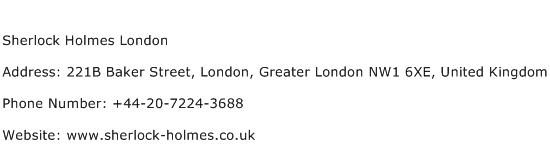 Sherlock Holmes London Address Contact Number