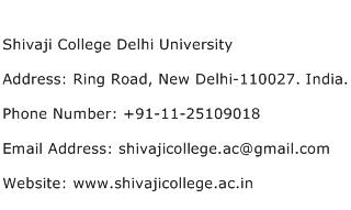 Shivaji College Delhi University Address Contact Number