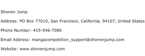 Shonen Jump Address Contact Number