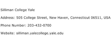 Silliman College Yale Address Contact Number