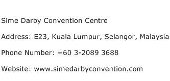 Sime Darby Convention Centre Address Contact Number