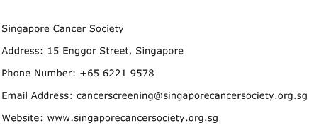 Singapore Cancer Society Address Contact Number