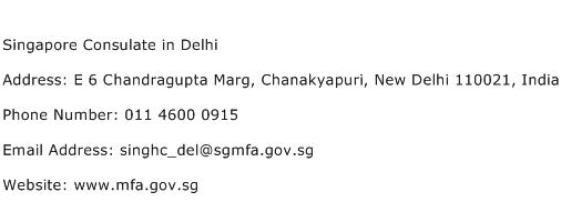 Singapore Consulate in Delhi Address Contact Number