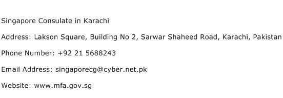 Singapore Consulate in Karachi Address Contact Number