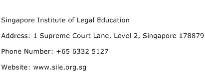 Singapore Institute of Legal Education Address Contact Number