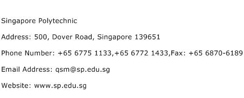 Singapore Polytechnic Address Contact Number