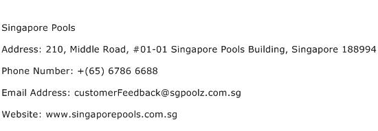Singapore Pools Address Contact Number